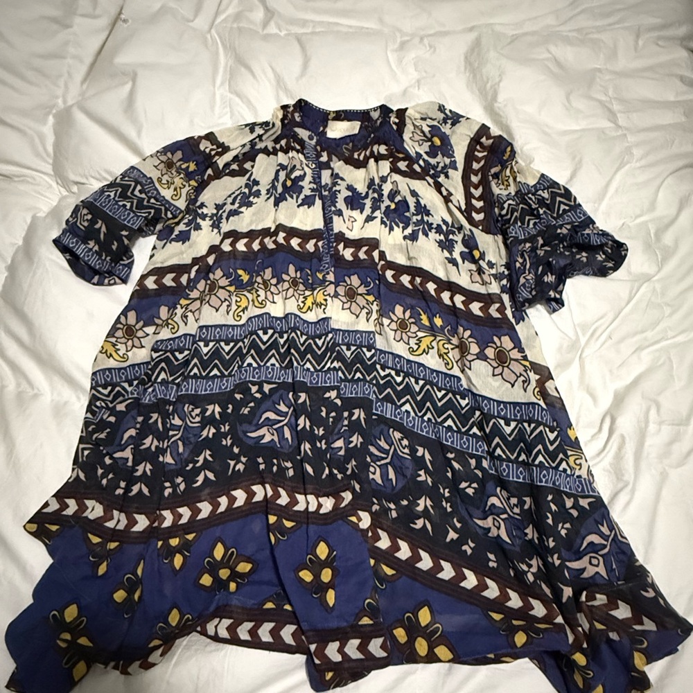 Carolina K Cotton Print Dress S Small Cover Up Worn 1x